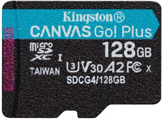 Kingston Canvas Go Plus microSDXC 128GB Class 10 U3 A2 UHS-I με αντάπτορα