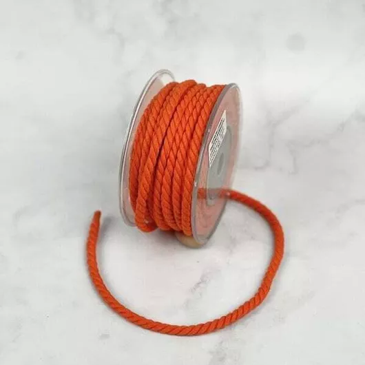 Κορδόνι Τρίκλωνο Βαμβακερό Πορτοκαλί 6mm x 10m
