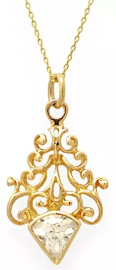Κολιέ Goldjewels ΓεωμετρικόΧρυσό 14Κ με Διαμάντι & Ζιργκόν