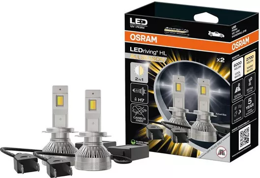 Λάμπα Αυτοκινήτου Osram Μοτοσυκλέτας Ledriving HL Allseason H7 Canbus LED 6000K Ψυχρό Λευκό 12V 45W Σετ 2τμχ.