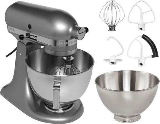 Κουζινομηχανή Kitchenaid Ζαχαροπλαστικής Ασημί Σειρά Artisan 300W με Ανοξείδωτο Κάδο 4.8lt