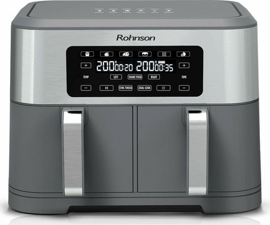 Φριτέζα Αέρος Rohnson R-2844 με Διπλό Αποσπώμενο Κάδο 8.5lt Γκρι