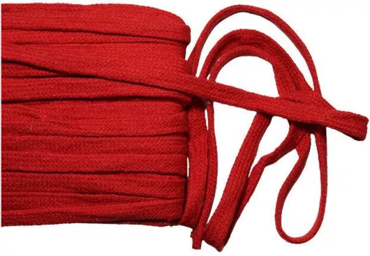 Κορδόνι Βαμβακερό Πλακέ 10mm Κόκκινο (100%) - Τιμή ανά Μέτρο