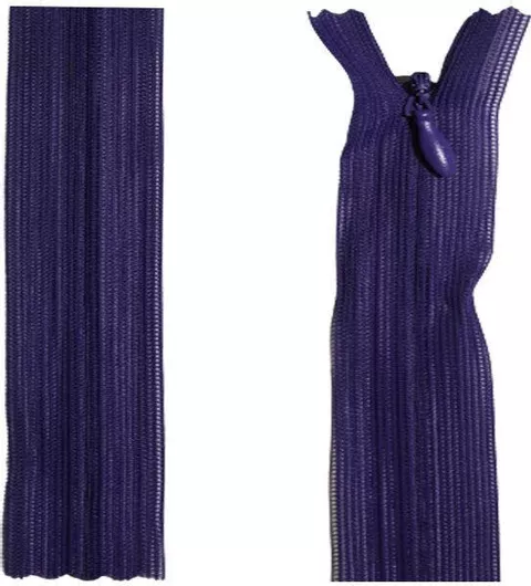 Φερμουάρ Κρυφό 20cm με 3mm Οδηγό σε Μοβ 186, 1 τεμάχιο