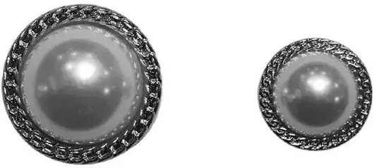 Κουμπί Πέρλα με Βάση & Σχέδιο Αλυσιδάκι, 22mm, Ασημί
