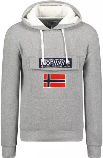 Geographical Norway Ανδρικό Φούτερ με Κουκούλα Blended Γκρι / Λευκό