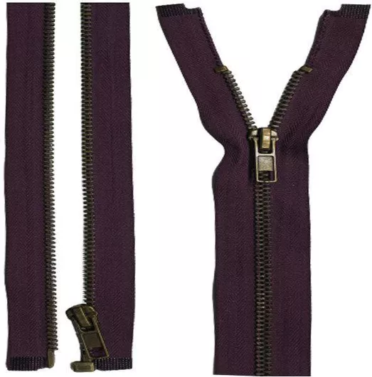 Φερμουάρ Μεταλλικό Ανοιγόμενο Μπρονζέ Δόντια 5mm Χρώμα Υ863 Μοβ Μελιτζανί 40εκ Μήκος 1 τεμάχιο