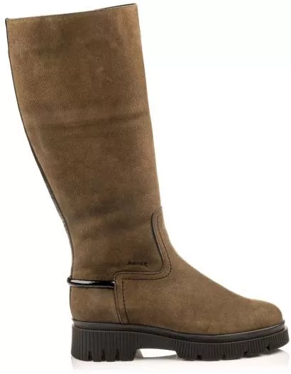 Boxer Δερμάτινες Γυναικείες Μπότες Καφέ με Μεσαίο Τακούνι