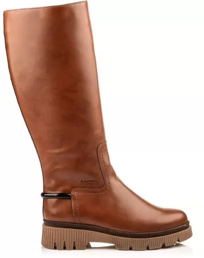 Boxer Δερμάτινες Γυναικείες Μπότες Ταμπά με Μεσαίο Τακούνι