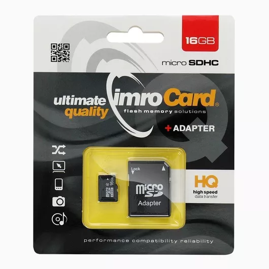 Κάρτα Μνήμης IMRO MicroSD 16GB με Αντάπτορα SD