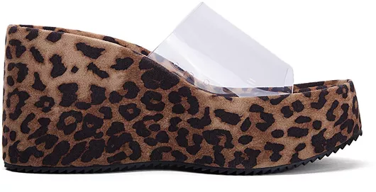 Fred Γυναικείες Πλατφόρμες Παντόφλες με Διαφάνεια Καφέ