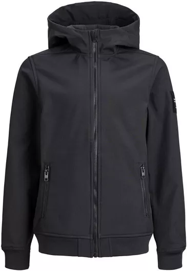 Jack & Jones Αδιάβροχο Παιδικό Casual Μπουφάν Κοντό Αντιανεμικό με Κουκούλα Μαύρο