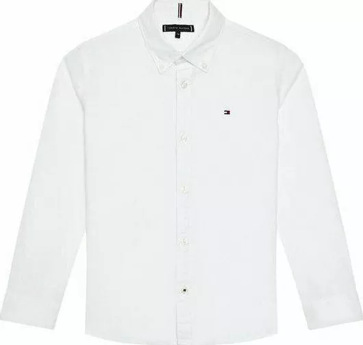 Tommy Hilfiger Παιδικό Πουκάμισο Μακρυμάνικο Λευκό Solid Poplin