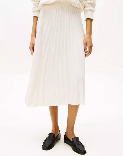 Tommy Hilfiger Πλισέ Midi Φούστα Ivory Petal