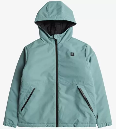 Billabong Αδιάβροχο Παιδικό Casual Μπουφάν Μακρύ με Κουκούλα Πράσινο Ανοιχτό
