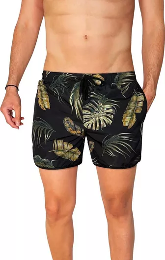3Guys Leaves Ανδρικό Μαγιό Σορτς Μαύρο με Σχέδια