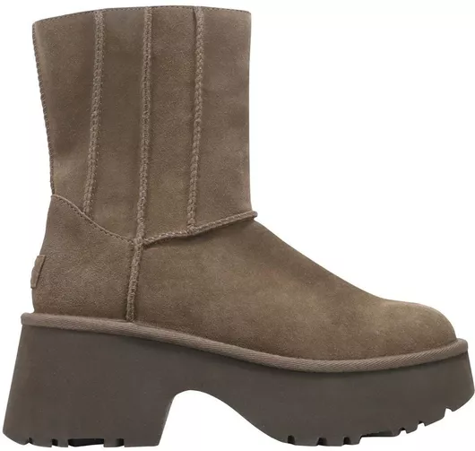 Ugg Australia Classic Twin Seam New Heights Δερμάτινα Γυναικεία Μποτάκια με Μεσαίο Τακούνι Καφέ
