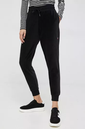 Tommy Hilfiger Παντελόνι Φόρμας με Λάστιχο Βελουτέ Μαύρο