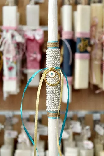 Πασχαλινή Λαμπάδα Μεταλλικό Κύκλος Χρυσό 22δ062 003071 Ύψος 25 Εκ