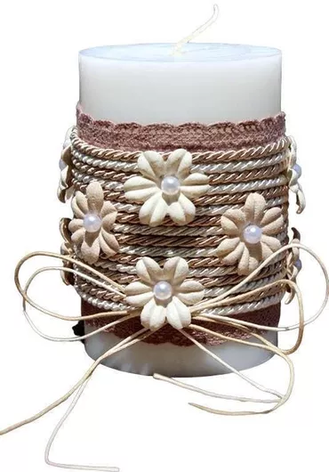 Αρωματικό Κερί Χειροποίητο Εκρού Λουλούδια 65x10 0516030