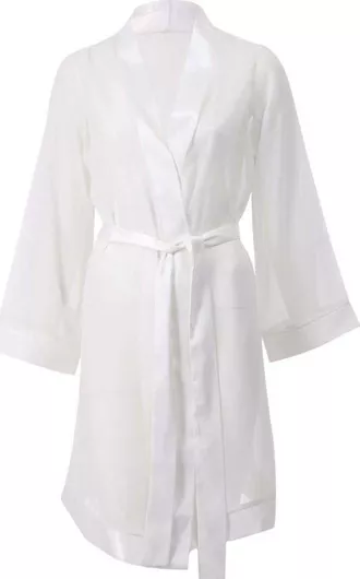 Luna Γυναικεία Σατέν Ρόμπα Λευκό 5803