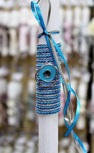 Πασχαλινή Λαμπάδα Στρογγυλή Μπλε