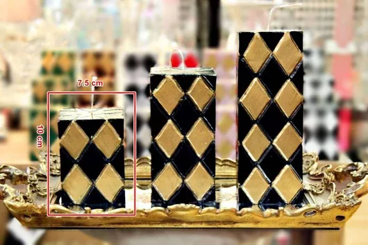 Κερί Carve Τετράγωνο 75*75*10 Μαύρο Χρυσό