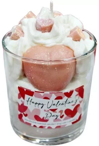 Αρωματικό Κερί Σόγιας Καρδούλες Ποτήρι Big Φ85 X 89 Cm Σομόν