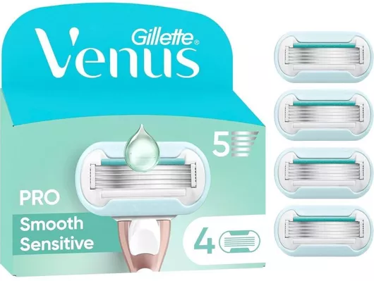 Gillette Smooth Ανταλλακτικές Κεφαλές με 1 Λεπίδα & Λιπαντική Ταινία για Ευαίσθητες Επιδερμίδες 4τμχ