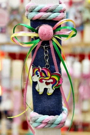 Πασχαλινή Λαμπάδα Μονόκερος Στρογγυλή