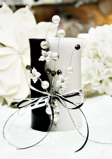 Αρωματικό Κερί Χειροποίητο Τυλιχτό Πέρλες 8x15cm Ασπρόμαυρο