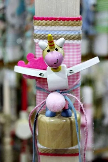 Πασχαλινή Λαμπάδα Μονόκερος Στρογγυλή 25cm.