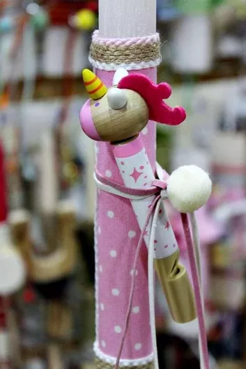 Πασχαλινή Λαμπάδα Μονόκερος Στρογγυλή 25cm.