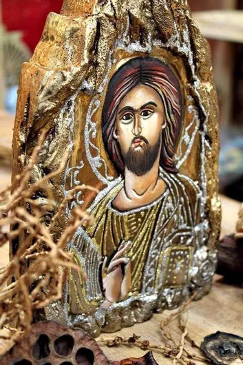 Χειροποίητη Κέρινη Αγιογραφία Χριστός 25x16x5