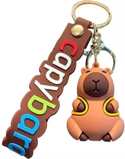 Μπρελόκ 3d Σιλικόνης Kawaii Capybara 8 Εκ.