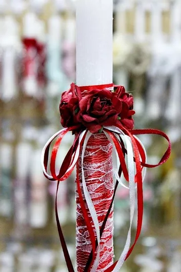 Πασχαλινή Λαμπάδα Στρογγυλή Κόκκινο