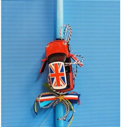 Χειροποίητη Λαμπάδα Mini Cooper Μεταλλικό Pullback Place 25029 12cm 1τμχ Πολύχρωμο