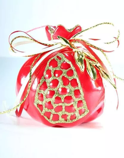 Ρόδι Κέρινο Large 10x10cm Σειρά 2 Στολισμένο Κόκκινο