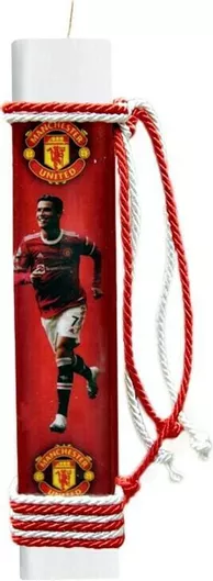 Πασχαλινή Λαμπάδα Πλακέ Αρωματική Ποδοσφαιριστή Cristiano Ronaldo Manchester United 25cm. Κόκκινο