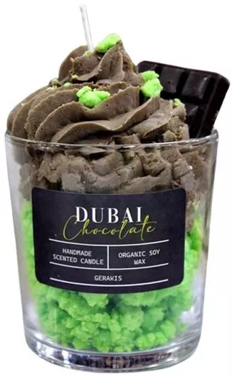 Αρωματικό Κερί Σόγιας Dubai Chocolate Ποτήρι Big Φ85 X 89 Cm