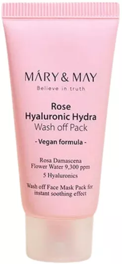 Mary&may Rose Hyaluronic Hydra Wash Off Pack 30g Μάσκα Προσώπου Έντονη Ενυδάτωση Λάμψη