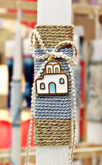 Πασχαλινή Λαμπάδα Στρογγυλή Λευκό