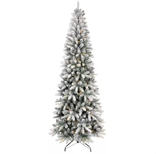 Χριστουγεννιάτικο Δέντρο Slim Χιονισμένο 240cm με 1251 Κλαδιά & με Φωτισμό LED Λευκό