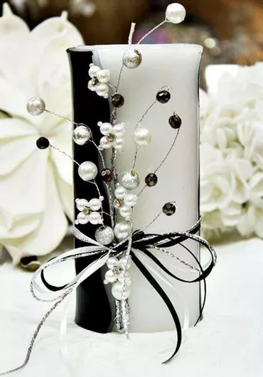 Αρωματικό Κερί Χειροποίητο Τυλιχτό Πέρλες 8x20cm Ασπρόμαυρο