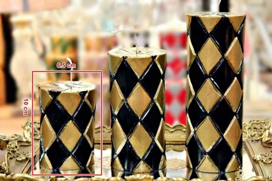 Κερί Carve Ρόμβους 7.5*10 Χρυσό Μαύρο