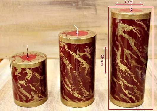 Κερί Marble 8x20 Κόκκινο Χρυσό