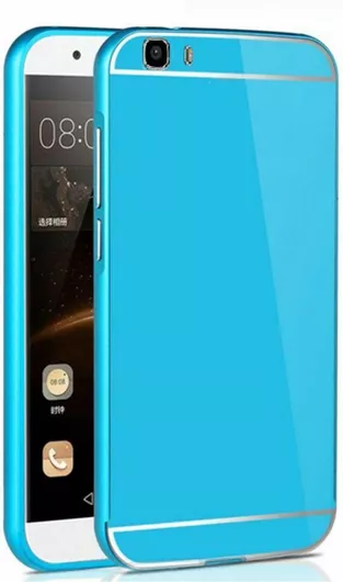 Aluminum Bumper & Back Mirror Cover - Blue Huawei Ascend G7