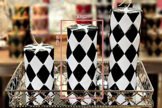 Κερί Carve Ρόμβους 7.5*15 Μαύρο Λευκό