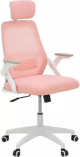 Καρέκλα Γραφείου Peja Ροζ με Ανάκλιση & Ρυθμιζόμενα Μπράτσα, Λευκός Σκελετός Pakketo