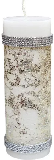 Αρωματικό Κερί 6.5 X 20 Cm Κορδόνι Φύλλα Ασημί Ασημί